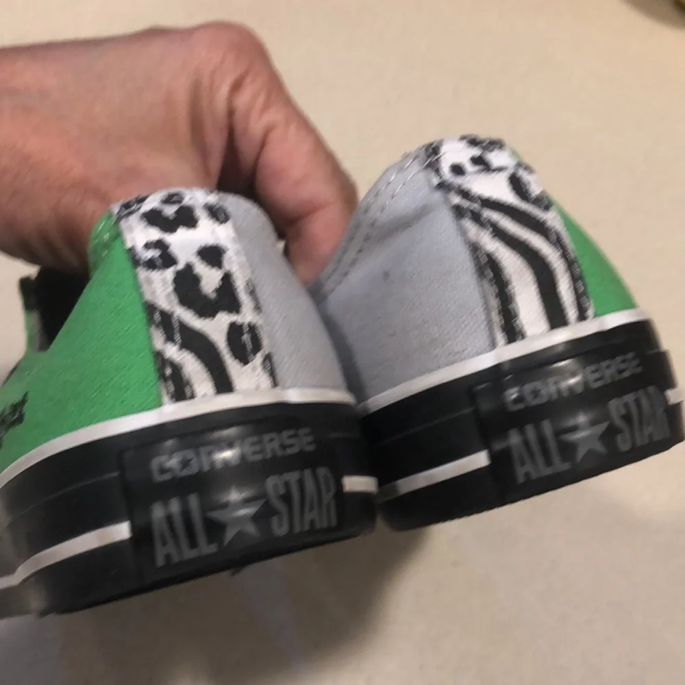 CONVERSE ALLSTAR CUSTOM MADE LOW TOP SNEAKERS GREEN GRAY BLK WHITE ZEBRA SIZE 7 - Picture 6 of 11